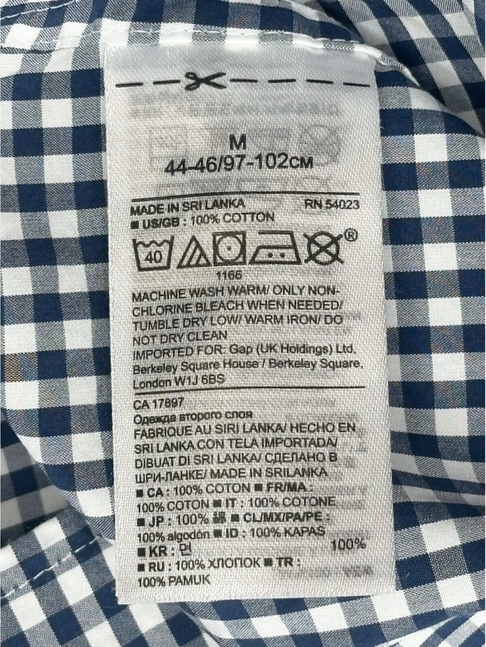 Banana Republic Grant Fit Check Cotton Button Up Blue Mens M